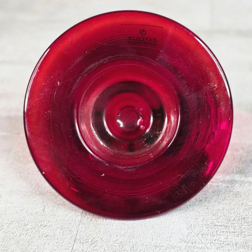 VintageZodax Candle Holders Metal Tripod Design Red Amber Glass Made In Portugal